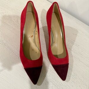 Coach Red Suede Heels with Pointed Toe